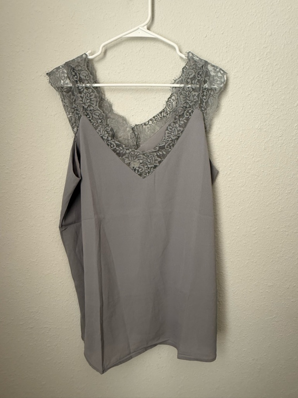 Umgee Lace Trim V-Neck Camisole - Gray